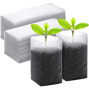 5.5 in. x 6.3 in. White Gardtree Plant Grow Bags Non-Woven Fabric Biodegradable Plant Nursery Bags (200-Pack)