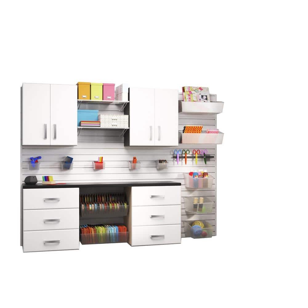 Flow Wall Modular Wall Mounted Craft Storage Set with Accessories in White (5Piece) FCS96125W