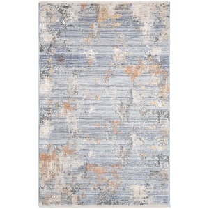 Modern Abstract Grey Blue 3 ft. x 5 ft. Abstract Contemporary Area Rug