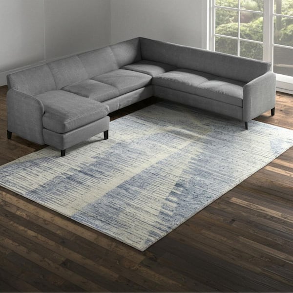 Blue 8 X 12 ft. Knotted Abstract Rectangle Indoor Area Rug