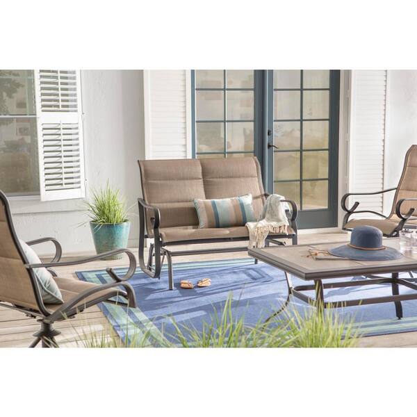 hampton bay crestridge steel padded sling outdoor patio glider