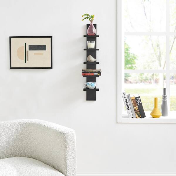 Premium Photo  Wooden shelving unit with interior accessories and  houseplants on white wall