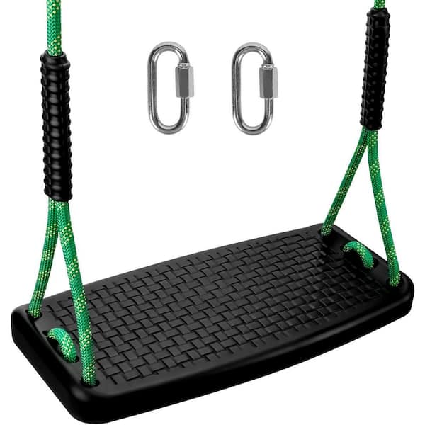 Heavy Duty Plastic Swing Set with Adjustable Non-Slip Rope for Indoor Outdoor Playground Black