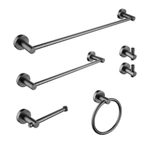 6-Piece Bath Hardware Set Wall Mount, Toilet Paper Holder Included in Black
