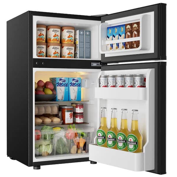 19 in. 3.2 cu. ft. Mini Refrigerator in Black with 7-Temperature Control, 3D Cooling and Smart LED