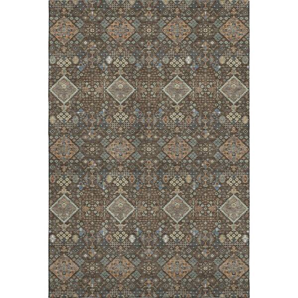 Mayfield Premium Machine Washable Abstract AMF2478 Chocolate 8 ft. x 10 ft. Area Rug
