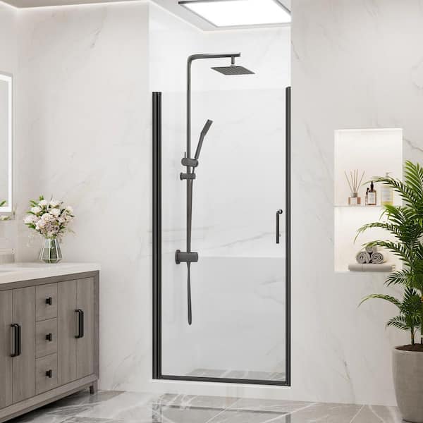 LIVACA 24 in. W x 72 in. H Pivot Semi-Frameless Shower Door in