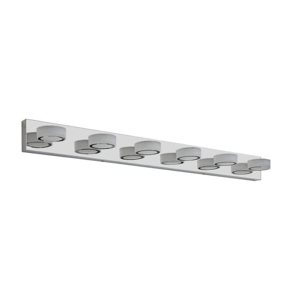 44.9 in. 6-Light Modern Chrome LED Vanity Light Fixtures Over Mirror Bath W