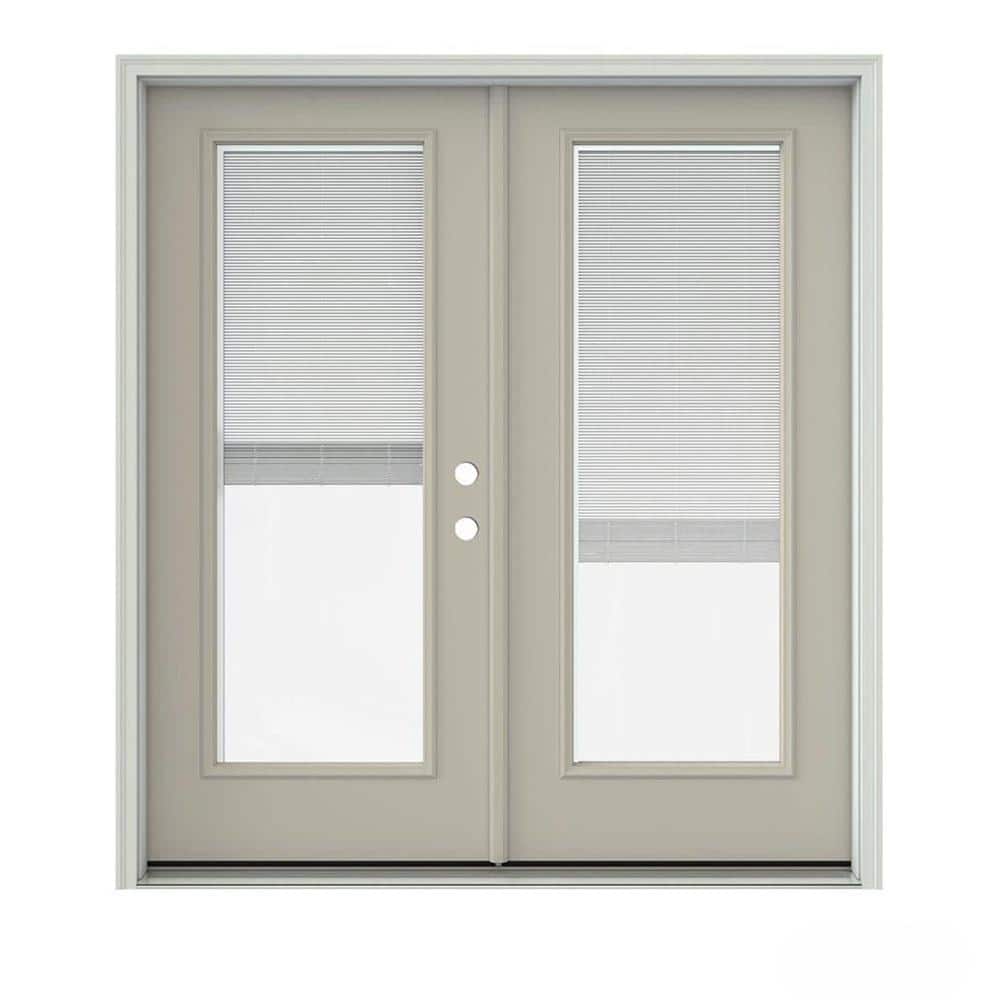 72 in. x 80 in. Tan Left-Hand/Inswing Steel French Patio Door w/Full Lite Low-E Glass, Mini Blinds and Rot Resist Jamb price history on PriceWatchPro