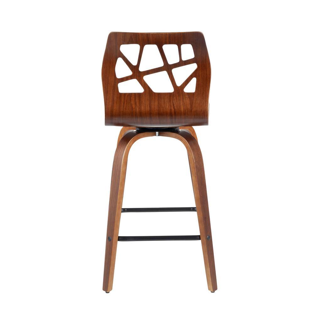 Mid-Century Modern Orange Swivel Wood Counter Stool