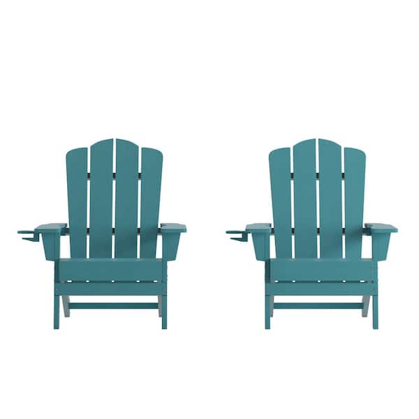 Carnegy Avenue Blue Faux Wood Resin Adirondack Chair (Set of 2)
