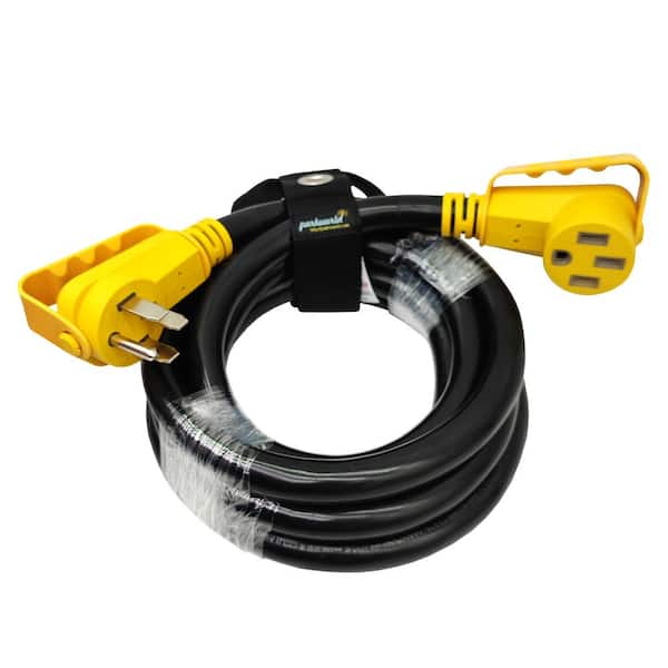 15 ft. 6/3+8/1 50 Amp 125/250-Volt Outdoor NEMA 14-50 RV/EV/Generator Extension Cord With Handle/Lighted End, Black