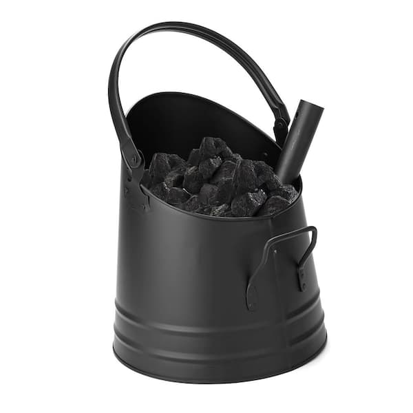 Large Black Fireside Coal Bucket With Lid 