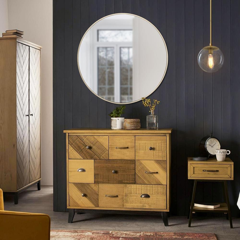 Kenna 28-Inch Round Gold Framed Wall Mirror Set