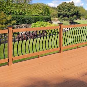 6 ft. Cedar-Tone Southern Yellow Pine Rail Kit with Aluminum Contour Balusters