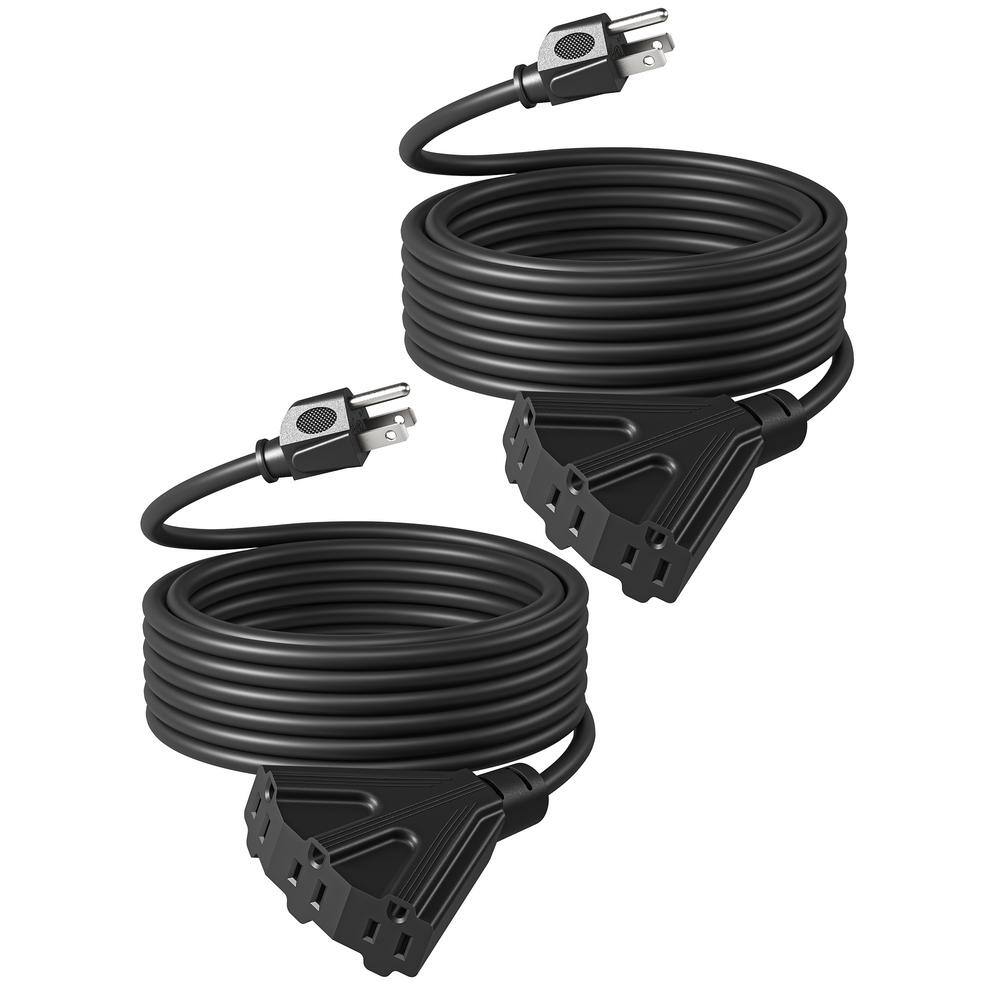 25 ft. 16/3 Heavy Duty SJTW Indoor/Outdoor Extension Cord with Tri-Tap Power Cable, Black (2-Pack) price history on PriceWatchPro