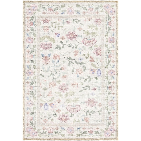 Thistle Pink Modern Floral 2 ft. x 2 ft. Area Rug