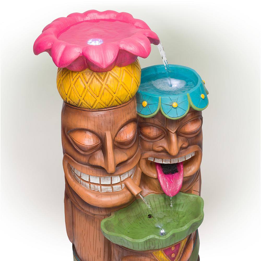 Colorful Tiki Head Polyresin Outdoor Fountain with LED Lights