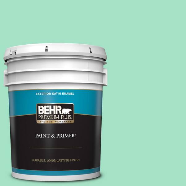 BEHR PREMIUM PLUS 5 gal. #470A-3 Reef Green Satin Enamel Exterior Paint & Primer