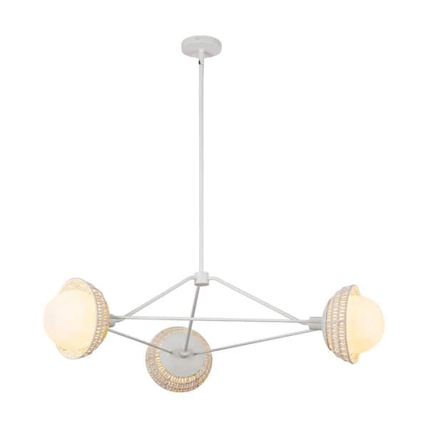ALORA MOOD Perth 40 in. 3 Light 40-Watt White/Opal Glass Chandelier
