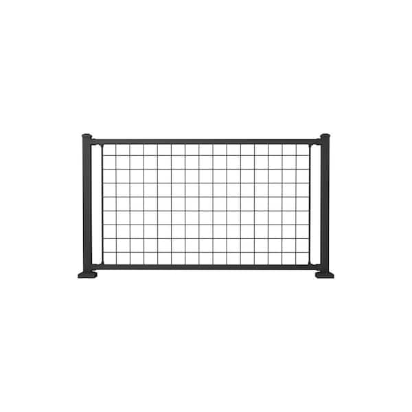 Sorrento 5 ft. x 36 in. 3-5/8 in. Black Fine Texture Aluminum C61 Mesh Railing Panel with Mounts