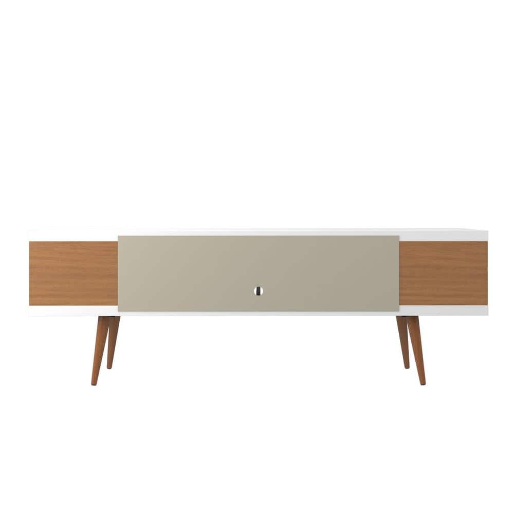 Utopia 70'' White Gloss and Maple Cream Modern TV Stand