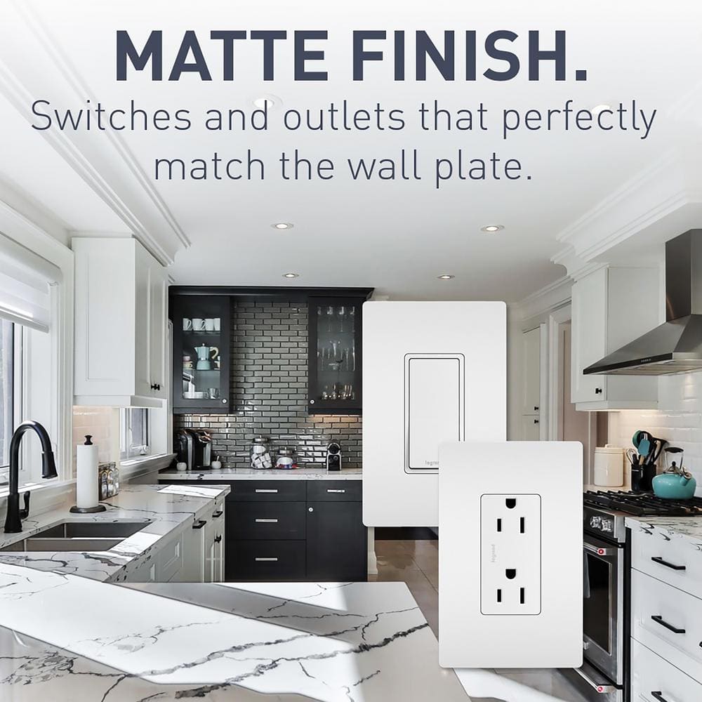 White Tamper Resistant Decorator Outlet with Wall Plate