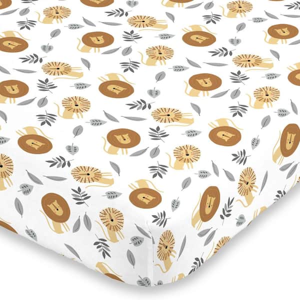 NoJo Lion Brown Grey and Yellow Fitted Super Soft Polyester Crib Sheet