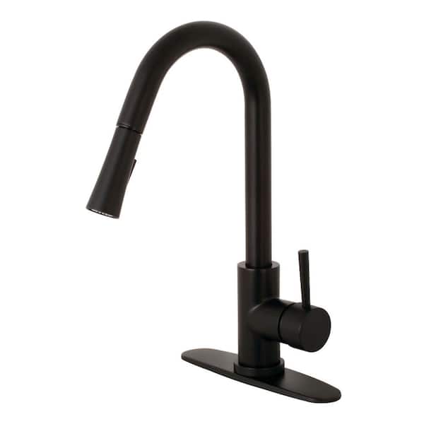 Kingston Brass Modern Single-Handle Pull-Down Sprayer Kitchen Faucet in Matte Black