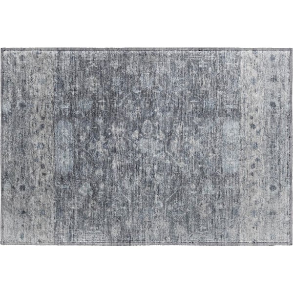 Mayfield Premium Machine Washable Abstract AMF2323 Gray 2 ft. x 3 ft. Accent Rug