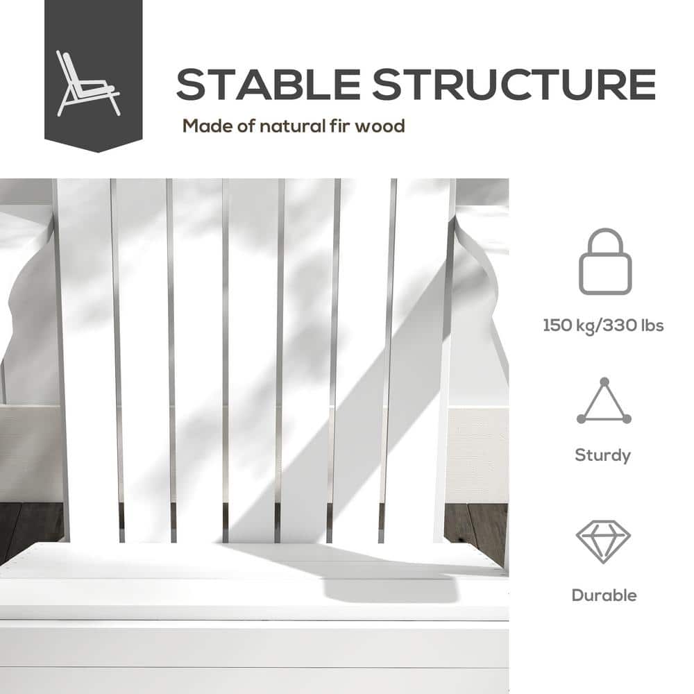 White Fir Wood Adirondack Chair with Cupholder