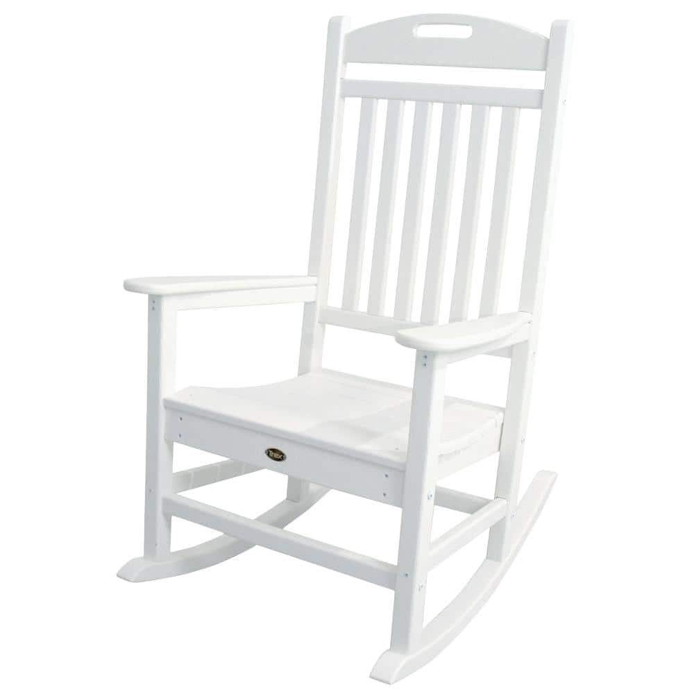 Trex Outdoor Furniture Yacht Club Classic White Plastic Outdoor Patio Rocker Txr100cw The Home Depot