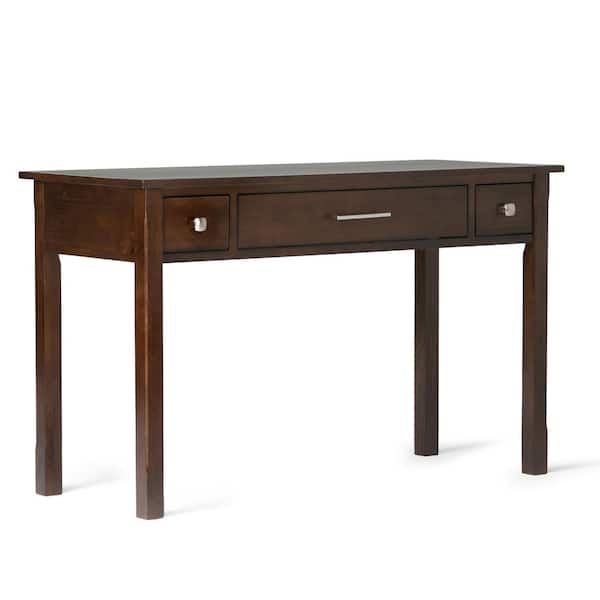Simpli Home Avalon Solid Wood Contemporary 47 in. Wide Writing Office Desk in Rich Tobacco Brown