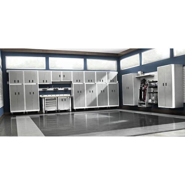 Premier Series 12 in. x 48 in. Steel Garage Wall Shelving in Hammered White