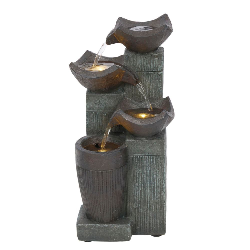 Alpine Corporation 14 in. Tall Indoor/Outdoor 4-Tier Square Bowl