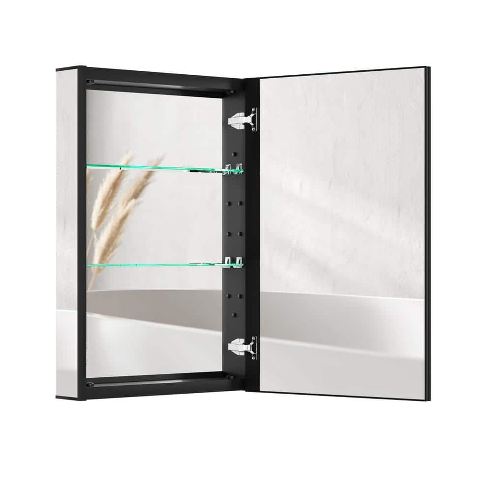 20 in. W x 30 in. H Recessed/Surface Mount Rectangular Aluminum Black Medicine Cabinet with Mirror and AdjustableShelves price history on PriceWatchPro