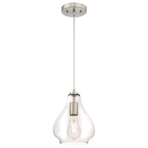 Wes 1-Light Brushed Nickel Mini Pendant with Clear Glass Shade