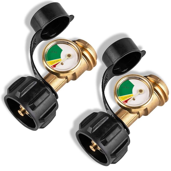 2 Pack Propane Tank Gauge with Leak Detector Universal Level Indicator for 5-40lb Tanks Compatible with Camping Stove