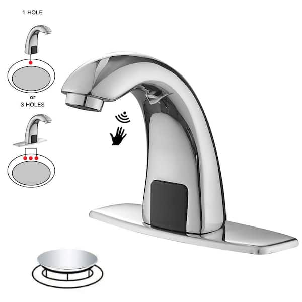 Chrome Bathroom Faucet Automatic Sensor Touchless Free Hand Basin Tap Deck Mount 