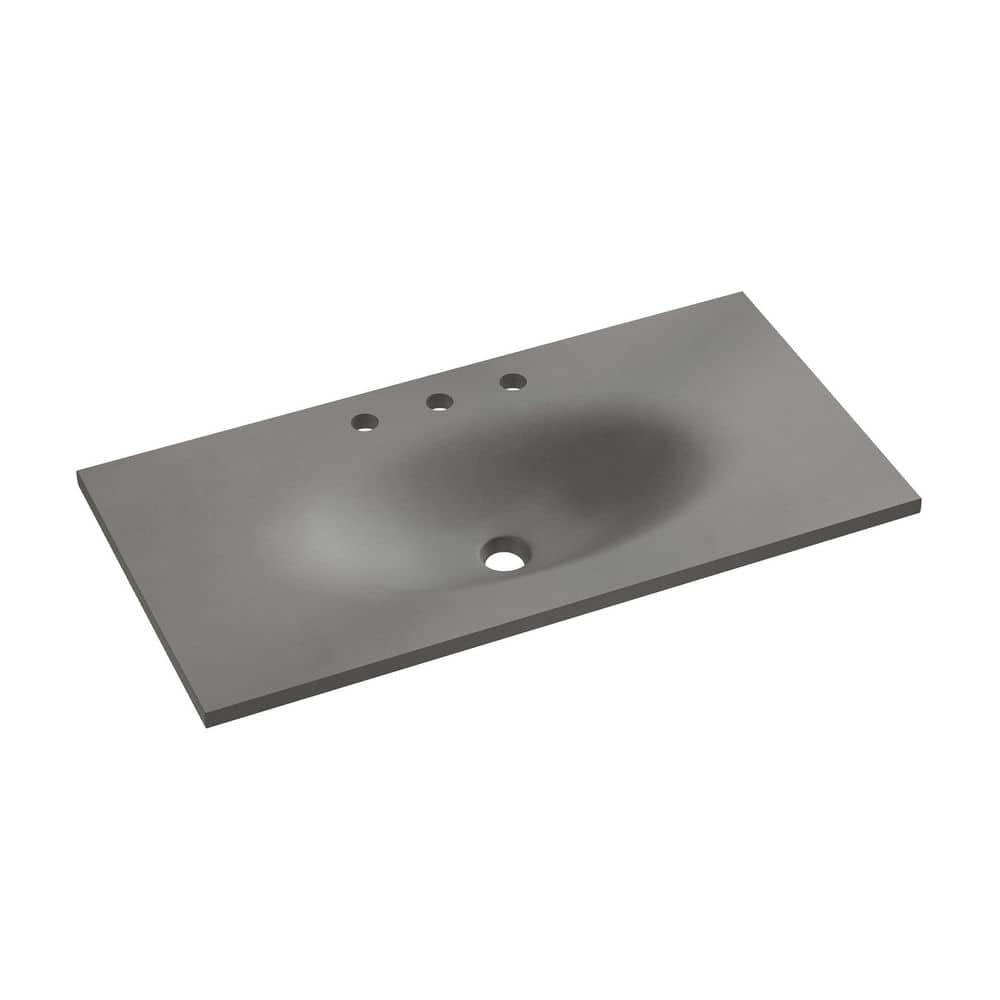 Swiss Madison 36 in. W x 18.5 in. D 3-Hole Widespread Concrete