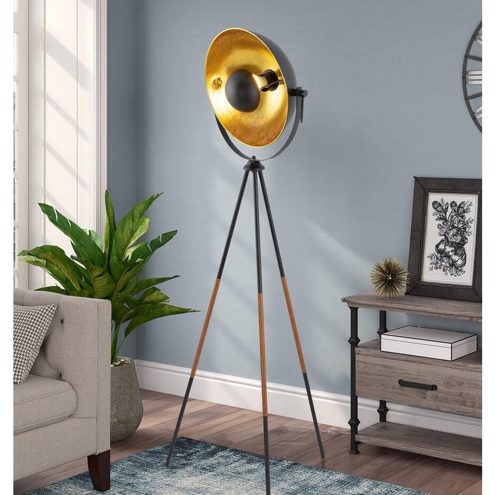Sulis 58" Black Tripod Floor Lamp with Satellite Dome Shade