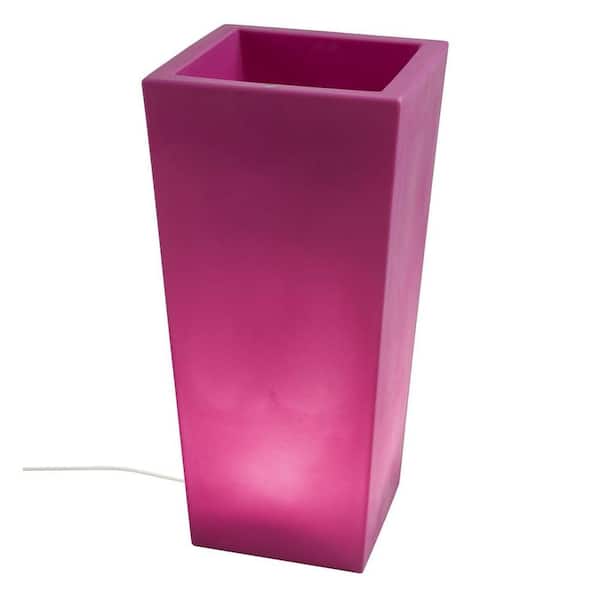 Filament Design Twist Production 32 in. Fuchsia Outdoor Lighted Planter