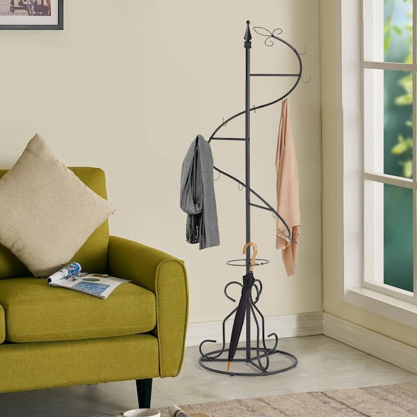 Mind Reader Traditional Black Coat Stand with 11 Hooks - Freestanding Steel  Coat Rack with Umbrella Stand - Space-Saving 3-Tier Design in the Coat  Racks & Stands department at Lowes.com