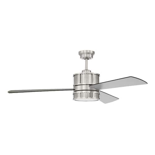 Morrison 52 in. Indoor Dual Mount Brushed Polished Nickel Ceiling Fan, Smart Wi-Fi Enabled Remote & Integrated LED Light Ceiling Fans With Lights
