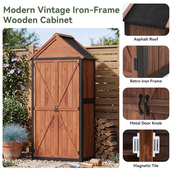 Sizzim 2.6 ft. W x 1.4 ft. D Wood Shed Outdoor Storage Cabinet