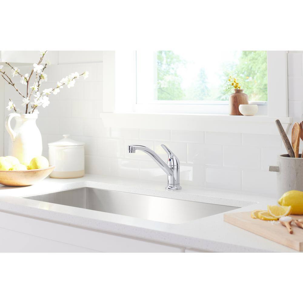 Polished Chrome Single Handle Kitchen Faucet with Lever