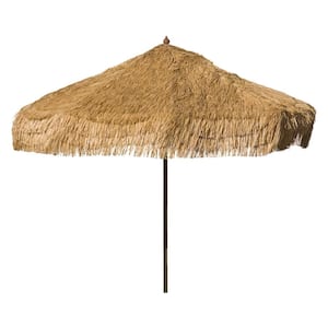 Palapa 9 ft. Wood Drape Patio Umbrella in Whiskey Brown