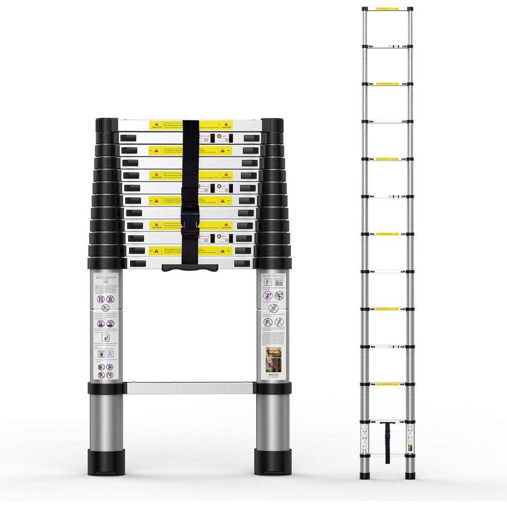 KIWDZFU 12.5ft Aluminum Telescoping Extension Ladder with Carry Bag ...
