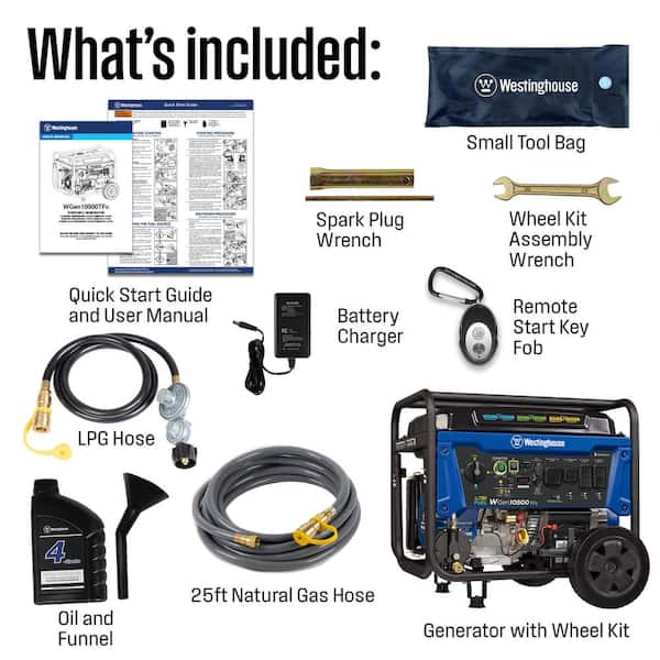 Westinghouse 13.500-Watt Remote Start Tri-Fuel Portable Generator with  Transfer Switch Outlet and CO Alert Sensor WGen10500TFc - The Home Depot