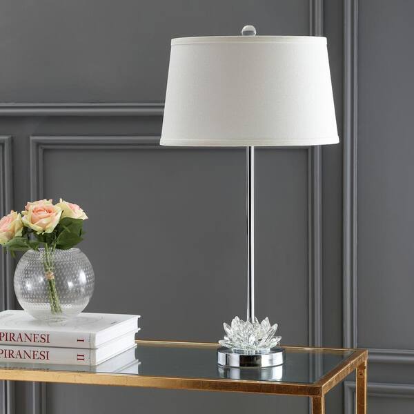 white and crystal table lamp